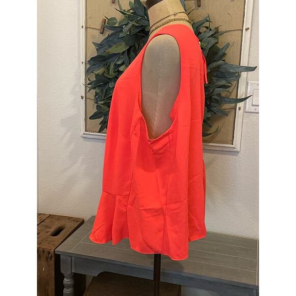 BELLE + SKY Coral Ruffle Bottom Zip Back Tank Top Shirt 2XL Tomato Girl Summer - Picture 2 of 7